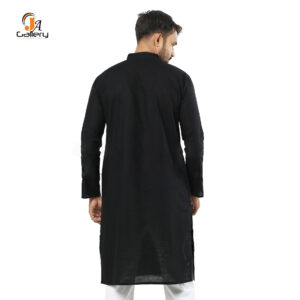 Black Color Formal Fashionable Khadi Panjabi back side